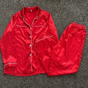 Valentine’s Day Red Satin Pajama Set